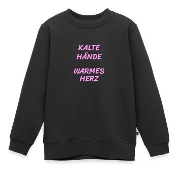 Kalt Hände Winter Warm Herz Spruch Kälte Wärme - Kinder Premium Organic Sweatshirt - Schwarz - Vorne - AI Model Kid Female (0cm)