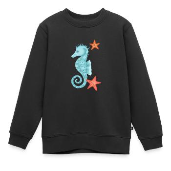 Seepferdchen mit Seesternen - Kinder Premium Organic Sweatshirt - Schwarz - Vorne - AI Model Kid Female (0cm)