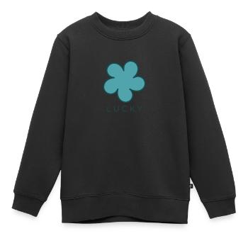 Lucky Clover - Kids Premium Organic Sweatshirt - black - Front - AI Model Kid Female (0cm)