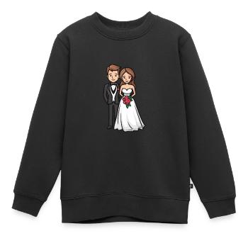 Jeunes mariés, Mariage, Mariée, Marié - Sweat Premium enfant bio - noir - Devant - AI Model Kid Female (0cm)