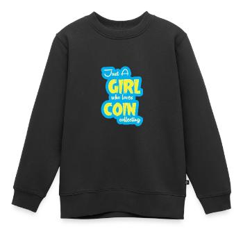 Collectionneur de pièces de monnaie - Sweat Premium enfant bio - noir - Devant - AI Model Kid Female (0cm)