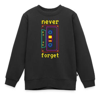 Kassette - Never forget - Vintage Retro - Kinder Premium Organic Sweatshirt - Schwarz - Vorne - AI Model Kid Female (0cm)