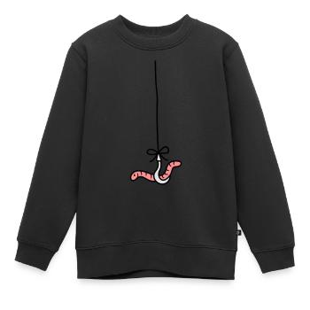 hunger wurm haken angelhaken schnur seil comic car - Kinder Premium Organic Sweatshirt - Schwarz - Vorne - AI Model Kid Female (0cm)