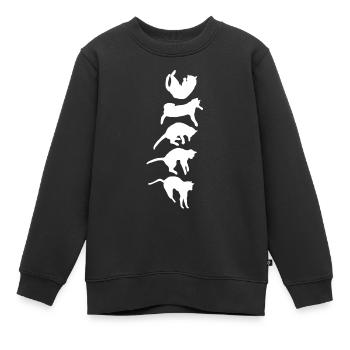 Réflexe de redressement du chat qui tombe - Sweat Premium enfant bio - noir - Devant - AI Model Kid Female (0cm)