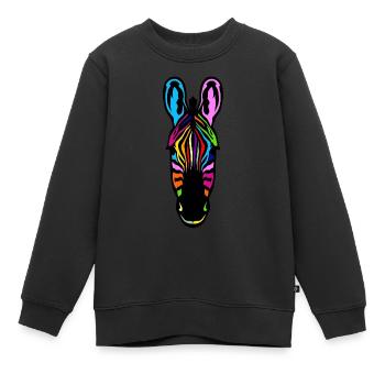 zebre couleur tete animal - Sweat Premium enfant bio - noir - Devant - AI Model Kid Female (0cm)