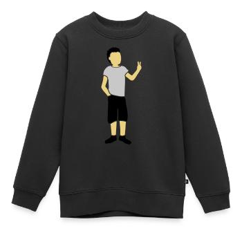 Silhouette jeunesse Signe de paix - Sweat Premium enfant bio - noir - Devant - AI Model Kid Female (0cm)