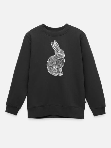 Rabbit Silhouette Spring Print - Kids Premium Organic Sweatshirt - black
