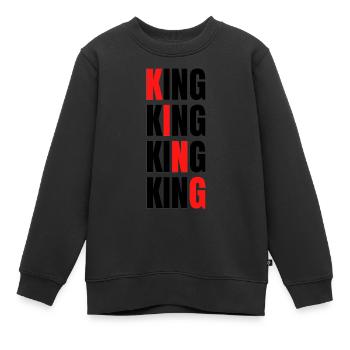 King - Kids Premium Organic Sweatshirt - black - Front - AI Model Kid Female (0cm)