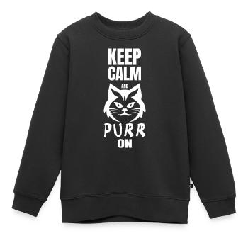 KEEP CALM AND PURR ON - Kids Premium Organic Sweatshirt - black - Front - AI Model Kid Female (0cm)