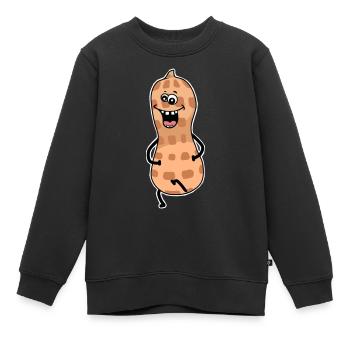 Erdnuss Emotion Lachen lächeln Frohsinn - Kinder Premium Organic Sweatshirt - Schwarz - Vorne - AI Model Kid Female (0cm)