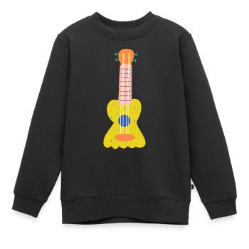 Guitare jaune - Sweat Premium enfant bio - noir - Devant - AI Model Kid Female (0cm)