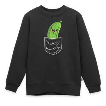 Cornichon concombre et concombre - Sweat Premium enfant bio - noir - Devant - AI Model Kid Female (0cm)
