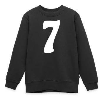 Sept : Minimal Numeral 7 | Septième - Sweat Premium enfant bio - noir - Devant - AI Model Kid Female (0cm)