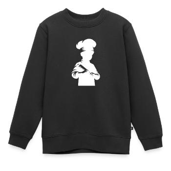 Kinder kleiner Hobbykoch Silhouette Portrait - Kinder Premium Organic Sweatshirt - Schwarz - Vorne - AI Model Kid Female (0cm)