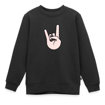 Heavy Metal Gruß Pommesgabel - Kinder Premium Organic Sweatshirt - Schwarz - Vorne - AI Model Kid Female (0cm)