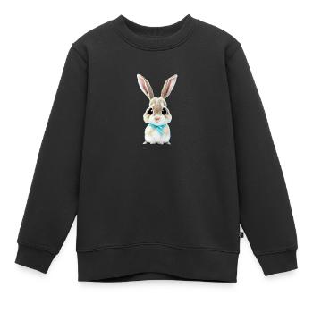 Hase mit Schleife - Kinder Premium Organic Sweatshirt - Schwarz - Vorne - AI Model Kid Female (0cm)