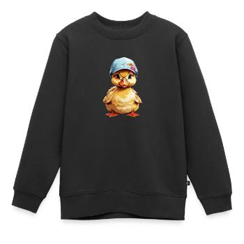 Cute naughty duckling with cap - Kids Premium Organic Sweatshirt - black - Front - AI Model Kid Female (0cm)