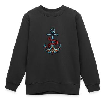 Anker Symbol Hafen - Kinder Premium Organic Sweatshirt - Schwarz - Vorne - AI Model Kid Female (0cm)