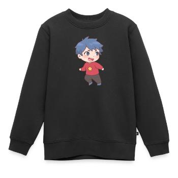 Garçon manga - Sweat Premium enfant bio - noir - Devant - AI Model Kid Female (0cm)