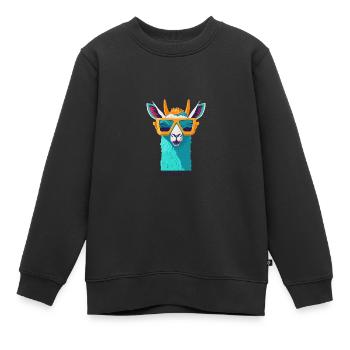 Révolte rétro des lamas - Sweat Premium enfant bio - noir - Devant - AI Model Kid Female (0cm)
