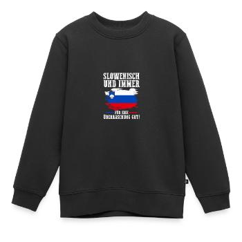 Slovènes Slovénie - Sweat Premium enfant bio - noir - Devant - AI Model Kid Female (0cm)