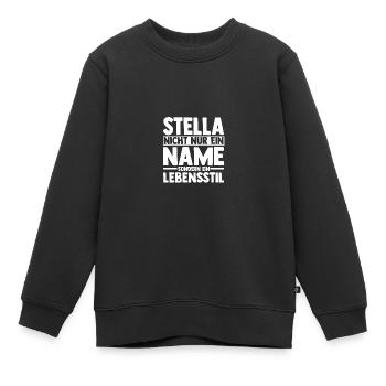 Prénom Stella - Sweat Premium enfant bio - noir - Devant - AI Model Kid Female (0cm)