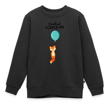 Endlich Schulkind Fuchs Schule EInschulung - Kinder Premium Organic Sweatshirt - Schwarz - Vorne - AI Model Kid Female (0cm)