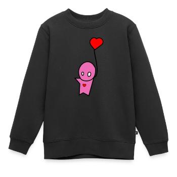 Rosa Figur Herz - Kinder Premium Organic Sweatshirt - Schwarz - Vorne - AI Model Kid Female (0cm)