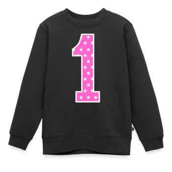 Zahl 1 - Kinder Premium Organic Sweatshirt - Schwarz - Vorne - AI Model Kid Female (0cm)