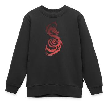 Dragon Fantastique Tribal Rouge - Sweat Premium enfant bio - noir - Devant - AI Model Kid Female (0cm)