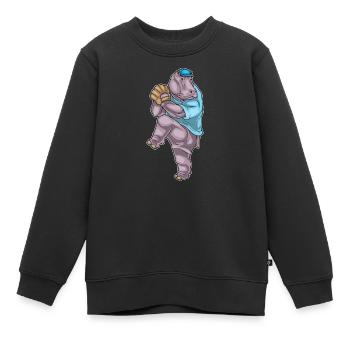 Hippopotamus Gant de baseball - Sweat Premium enfant bio - noir - Devant - AI Model Kid Female (0cm)