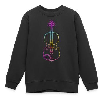 Violine Strichzeichnung - Kinder Premium Organic Sweatshirt - Schwarz - Vorne - AI Model Kid Female (0cm)