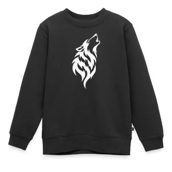 Wolf Silhouette - Kinder Premium Organic Sweatshirt - Schwarz - Vorne - AI Model Kid Female (0cm)