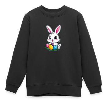 Funny little easter bunny with colorful eggs - Kids Premium Organic Sweatshirt - black - Front - AI Model Kid Female (0cm)