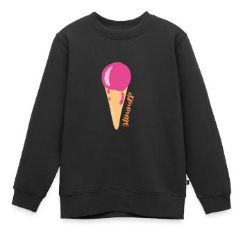 Glace avec gaufre Summer - Sweat Premium enfant bio - noir - Devant - AI Model Kid Female (0cm)