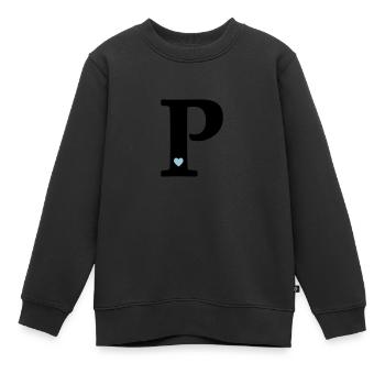 Buchstabe P Anfangsbuchstabe - Kinder Premium Organic Sweatshirt - Schwarz - Vorne - AI Model Kid Female (0cm)