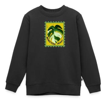 Monstera panaché - Sweat Premium enfant bio - noir - Devant - AI Model Kid Female (0cm)