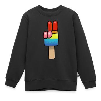 Eis am Stiel Friedenszeichen Peace - Kinder Premium Organic Sweatshirt - Schwarz - Vorne - AI Model Kid Female (0cm)