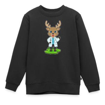 Stéthoscope Reindeer Doctor - Sweat Premium enfant bio - noir - Devant - AI Model Kid Female (0cm)
