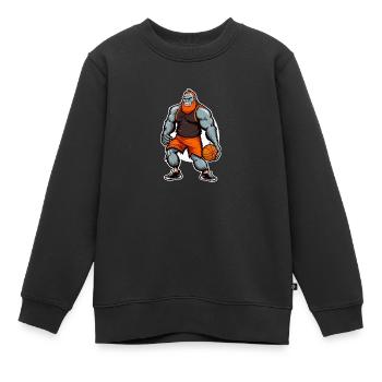 Gorille sur le terrain - Sweat Premium enfant bio - noir - Devant - AI Model Kid Female (0cm)