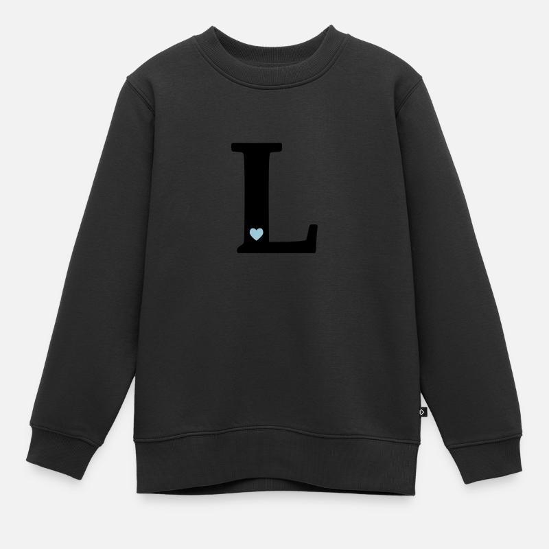Buchstabe L Anfangsbuchstabe - Kinder Premium Organic Sweatshirt - Schwarz