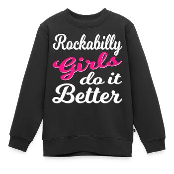 Rockabilly Vintage Girl Power - Sweat Premium enfant bio - noir - Devant - AI Model Kid Female (0cm)