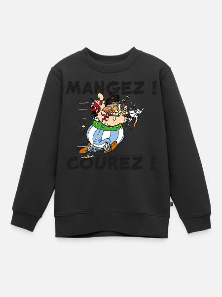 Obélix - Mangez! Courez! - Sweat Premium enfant bio - noir