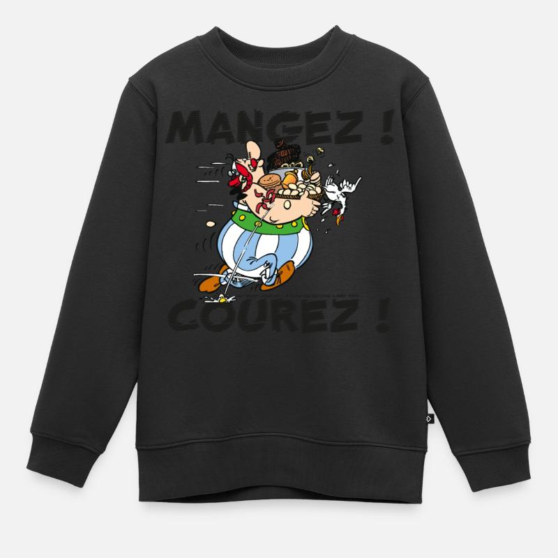 Obelix - Essen! Laufen! - Kinder Premium Organic Sweatshirt - Schwarz