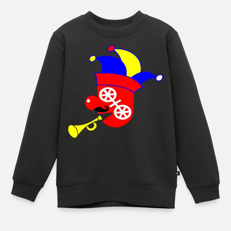 Karnevalsfigur mit bunter Clownmaske - Kinder Premium Organic Sweatshirt - Schwarz