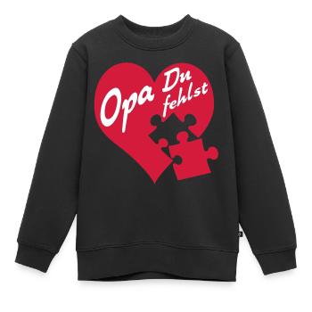 Opa du fehlst | Opa Du fehlst mir - Kinder Premium Organic Sweatshirt - Schwarz - Vorne - AI Model Kid Female (0cm)