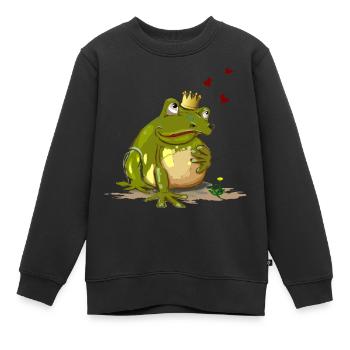 Prince grenouille - Sweat Premium enfant bio - noir - Devant - AI Model Kid Female (0cm)