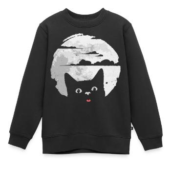 Le chat dérange la pleine lune - provoque une éclipse lunaire - Sweat Premium enfant bio - noir - Devant - AI Model Kid Female (0cm)