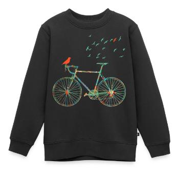 vélo e 4 - Sweat Premium enfant bio - noir - Devant - AI Model Kid Female (0cm)