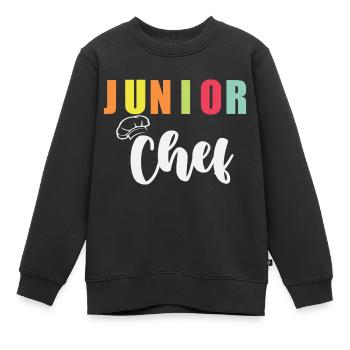 Junior Chef - Sweat Premium enfant bio - noir - Devant - AI Model Kid Female (0cm)
